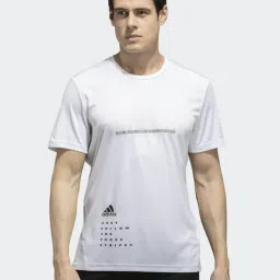 Adidas White Regular Fit Printed Sports T-Shirt image 1