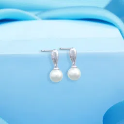 Zavya 925 Silver Pure Pearls Rhodium Plated Drop Earrings for Women image 1
