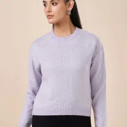 Akkriti by Pantaloons Purple Solid Sweater image 1