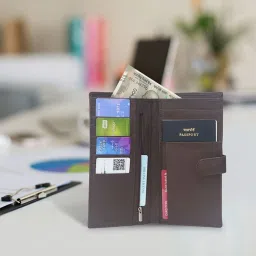 Kara Brown Leather Tri-Fold Wallet for Men image 1