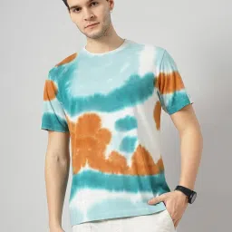 celio celio* Brown & Blue Regular Fit Cotton Crew T-Shirt image 1