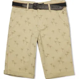 Gini & Jony Kids Khaki Printed Bermuda with Belt image 1