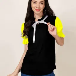 PATRORNA Black & Yellow Regular Fit Top-picture-32