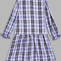 Blue Giraffe Kids Multicolor Cotton Chequered Full Sleeves Dress image 2