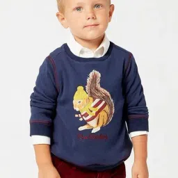 One Friday Kids Blue Printed Regular Fit Sweatshirt-image-34