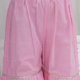 Little Bansi Girls Floral Printed Cotton A-Line Kurta with Sharara & Dupatta image 5