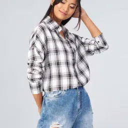 chimpaaanzee Chimpanzee White & Black Chequered Shirt image 3