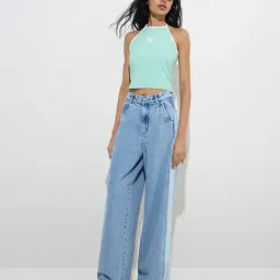 nuon women Nuon by Westside Light Blue Relaxed-Fit High-Rise Jeans image 3