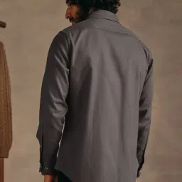 Andamen Dark Grey Cotton Slim Fit Shirt image 2