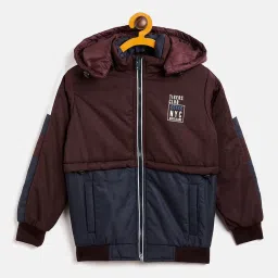 Duke Kids Wine & Navy Color Block Full Sleeves Jacket image 1