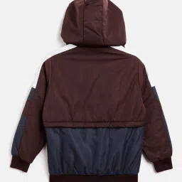 Duke Kids Wine & Navy Color Block Full Sleeves Jacket image 2