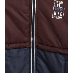 Duke Kids Wine & Navy Color Block Full Sleeves Jacket image 3