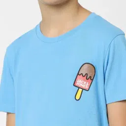 Jack & Jones Junior Boys Light Blue Solid T-Shirt image 5