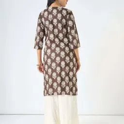 Rangmanch By Pantaloons Brown Regular Fit Floral Print Kurta image 2