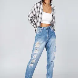 chimpaaanzee Chimpanzee White & Black Chequered Shirt image 4