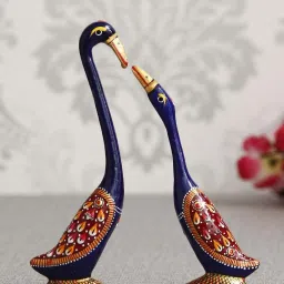 eCraftIndia Blue Loving Swan Couple Decorative Meenakari Figurine Showpiece image 1
