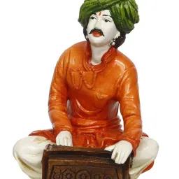 ecraftindia 7.5 Inch Rajasthani Men Musician Playing Harmonium Handcrafted Polyresin Showpiece image 3
