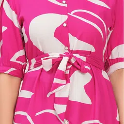 SARAI CREATIONS Women Abstract Printed Fit & Flare Midi Dress image 4