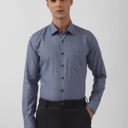 Van Heusen Blue Cotton Slim Fit Checks Shirt-picture-39