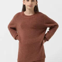 VERO MODA GIRL Brown Solid Full Sleeves Sweater-picture-22