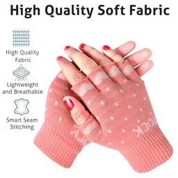 LOOM LEGACY Women Patterned Acrylic Fingerless Gloves image 2