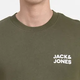 Jack & Jones Men Olive Green Brand Logo Printed Sweatshirt image 2