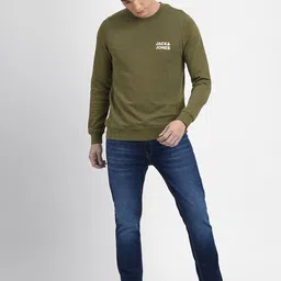 Jack & Jones Men Olive Green Brand Logo Printed Sweatshirt image 5