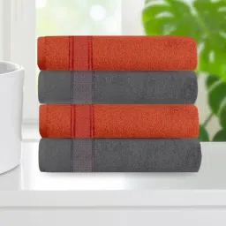 @home Nilkamal Aquacado Solid Charcoal Grey & Rust Cotton Hand Towel - Set of 4-picture-13