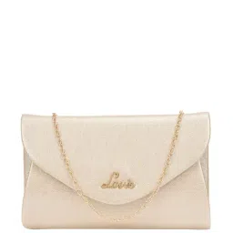 Lavie Charmy Gold Solid Envelope Clutch-image-3