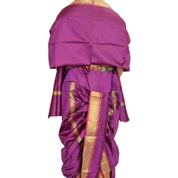 Exotic India Art Silk Ready to Wear Dhoti and Veshti Set with Woven Golden Border image 2