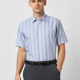 Van Heusen Blue Regular Fit Striped Shirt-image-18