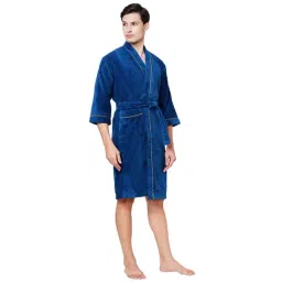 Spaces Exotica Dark Blue 380 GSM Cotton Medium Bathrobe-image-9