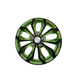 Auto Pearl BlkGn10_R Press Type Car Wheel Cover with Retention Ring 304.8 mm (12 Inch) Glossy Black, Green for Universal Car (Set of 4)-picture-31