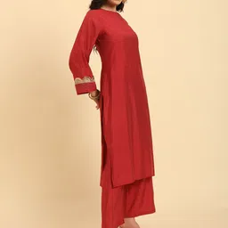 Yufta Women Regular Sequinned Kurta with Palazzos & With Dupatta image 5