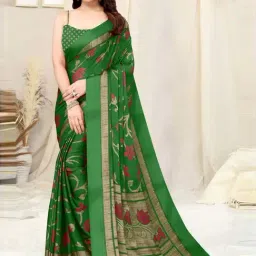 MIRCHI FASHION Green Floral Print Saree With Unstitched Blouse-picture-19