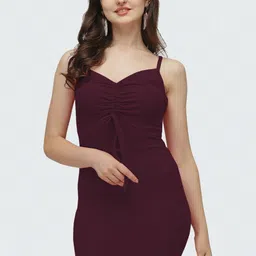 CLAFOUTIS Crepe Ruched Bodycon Mini Dress-picture-41