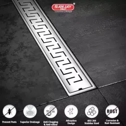 Sanjay Chilly Trio Shower Drain Channel Silver Side Hole 100 x 1000 mm, SCDT- 1000 image 4