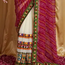 Mitera Bandhani Embroidered Pure Georgette Heavy Work Bandhani Saree image 4