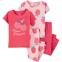 Carter's 4-Piece Raspberries 100% Snug Fit Cotton PJs - Fuchsia Light Pink-image-28