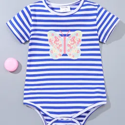 Kookie Kids Short Sleeves Striped Onesies Butterfly Print - Blue-image-71