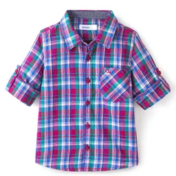 Babyoye 100% Cotton Woven Full Sleeves Checked Shirt - Blue & Pink-picture-12