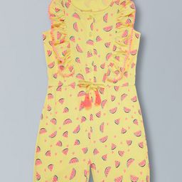 Plum Tree Pure Cotton Sleeveless Watermelon & Hearts Printed Jumpsuit - Yellow-picture-44