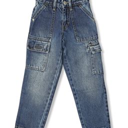 LEO Denim Mild Washed Cargo Jeans - Blue-picture-27