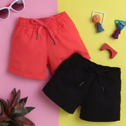 Knitting Doodles Pure Cotton Pack Of 2 Solid Shorts - Pink & Black-picture-40