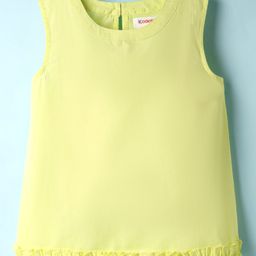 kookie kids india Kookie Kids Cotton Woven Sleeveless Solid Color Top With Frill At Bottom - Neon Green-picture-39