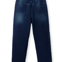 Pine Kids Denim Woven Washed Full Length Solid Colour Jeans - Navy Blue image 2