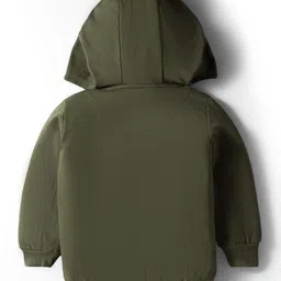 Doodle Poodle 100% Cotton Knit Full Sleeves Hooded Sweatshirt with Lion Print & Kangaroo Pocket - Green image 2