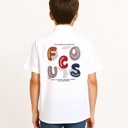 CAVIO Cotton Woven Half Sleeves Focus Text Printed Printed Shirt - White image 3