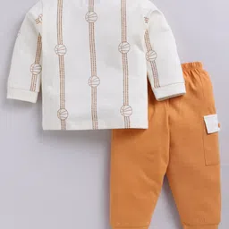 Nottie Planet Cotton Knit Full Sleeves Born To Win Text Printed Tee With Joggers Set -Orange image 3