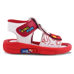 KATS Smiley Face Applique Detailed Musical Velcro Closure Sandals - Red image 4